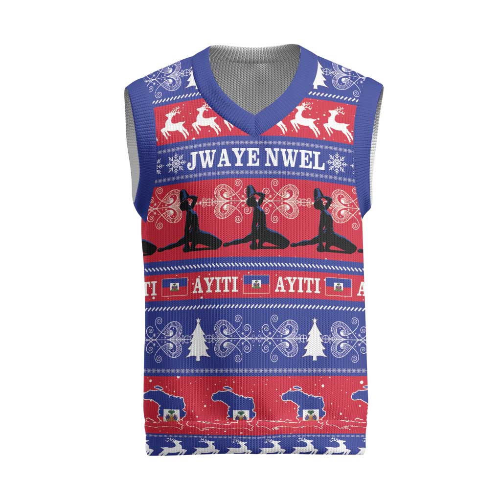 Afro Haiti Christmas Knitted V-Neck Vest Jwaye Nwel Ayiti Neg Marron Veve Vodou - African Pride