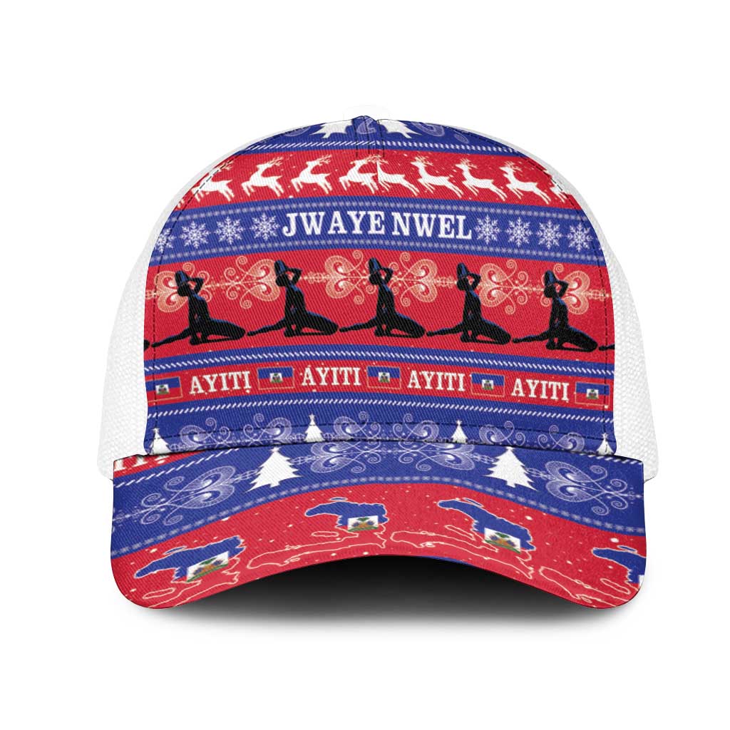 Afro Haiti Christmas Mesh Trucker Cap Jwaye Nwel Ayiti Neg Marron Veve Vodou - African Pride