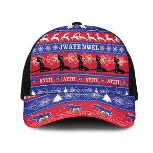 Afro Haiti Christmas Mesh Trucker Cap Jwaye Nwel Ayiti Neg Marron Veve Vodou - African Pride