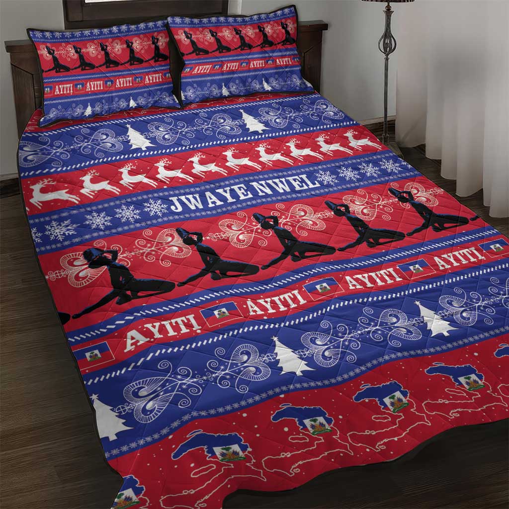Afro Haiti Christmas Quilt Bed Set Jwaye Nwel Ayiti Neg Marron Veve Vodou - African Pride