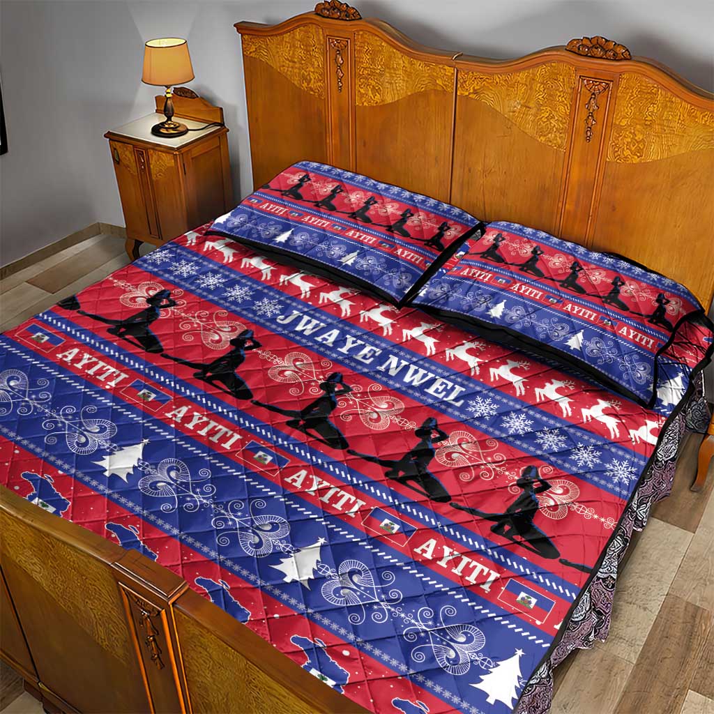 Afro Haiti Christmas Quilt Bed Set Jwaye Nwel Ayiti Neg Marron Veve Vodou - African Pride