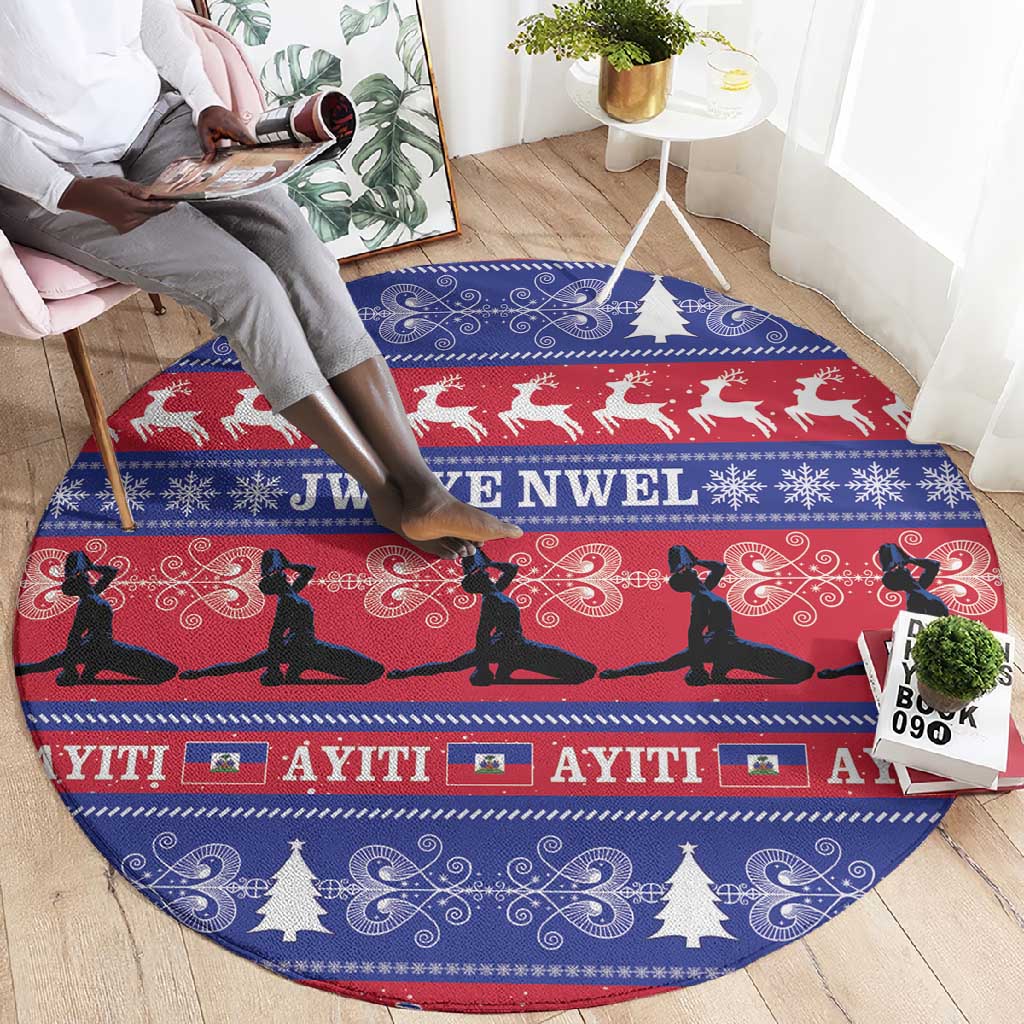 Afro Haiti Christmas Round Carpet Jwaye Nwel Ayiti Neg Marron Veve Vodou - African Pride