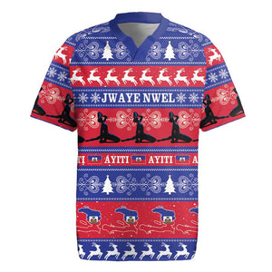 Afro Haiti Christmas Rugby Jersey Jwaye Nwel Ayiti Neg Marron Veve Vodou LT14