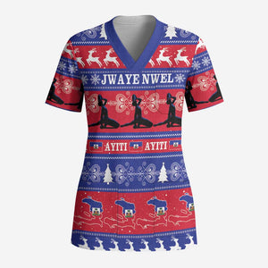 Afro Haiti Christmas Scrub Top Jwaye Nwel Ayiti Neg Marron Veve Vodou - African Pride