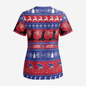Afro Haiti Christmas Scrub Top Jwaye Nwel Ayiti Neg Marron Veve Vodou - African Pride