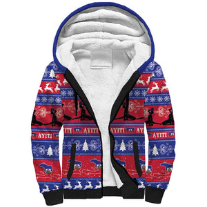 Afro Haiti Christmas Sherpa Hoodie Jwaye Nwel Ayiti Neg Marron Veve Vodou - African Pride