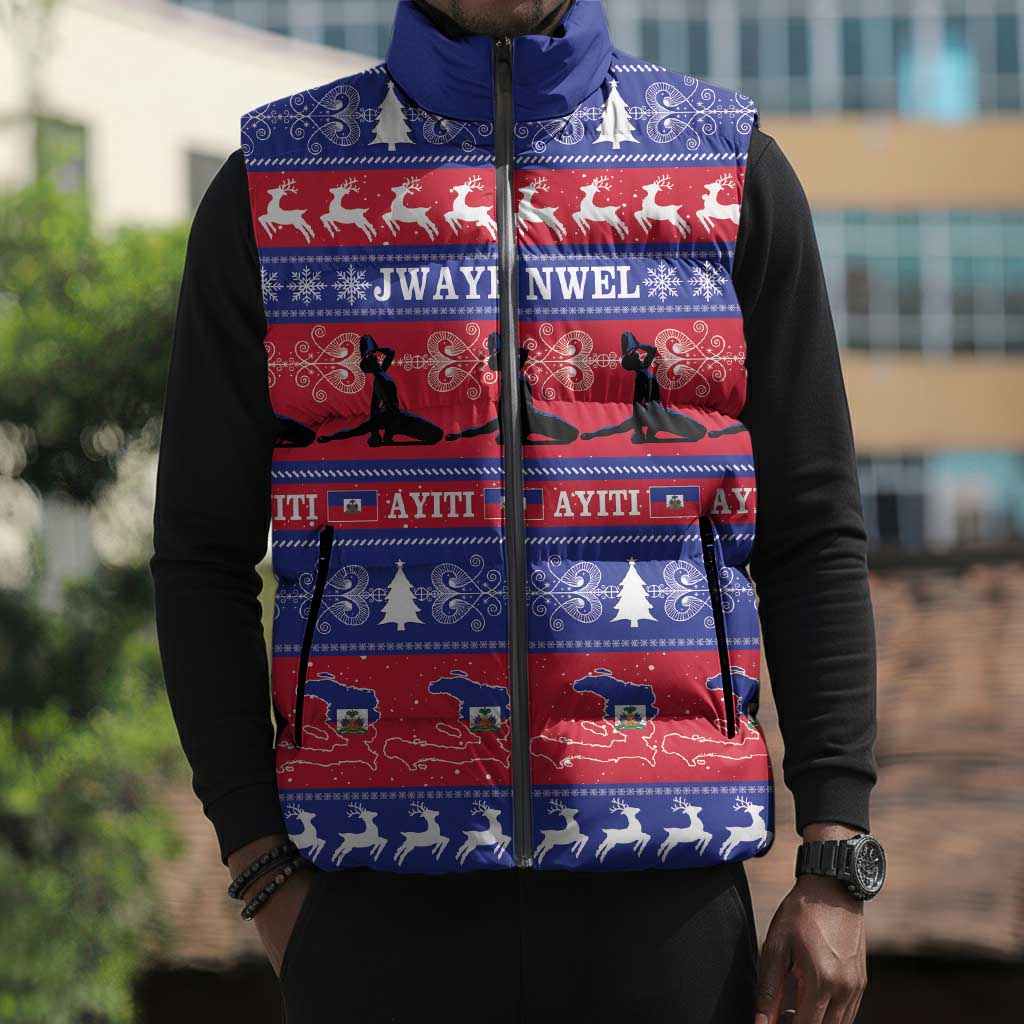 Haiti Christmas Sleeveless Puffer Jacket Jwaye Nwel Ayiti Neg Marron Veve Vodou