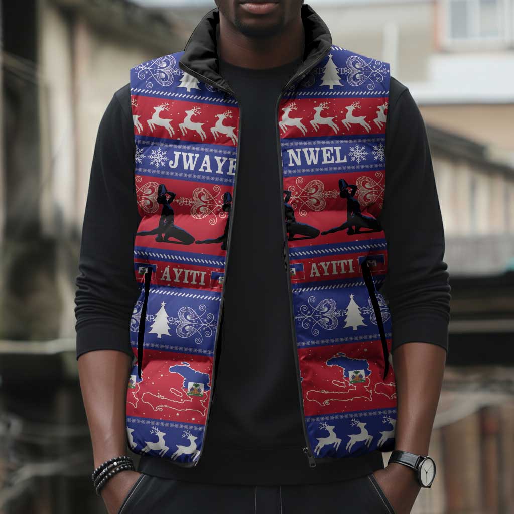 Haiti Christmas Sleeveless Puffer Jacket Jwaye Nwel Ayiti Neg Marron Veve Vodou