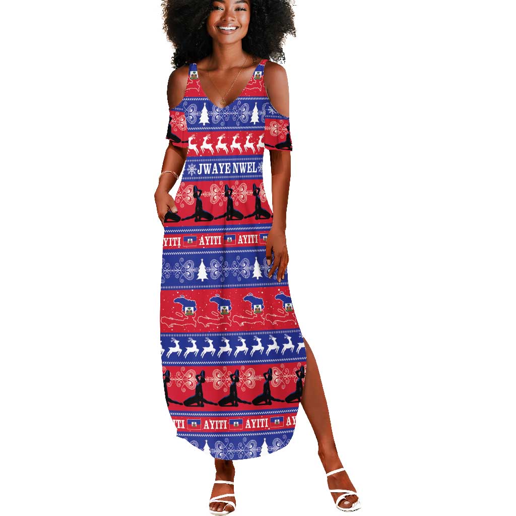Afro Haiti Christmas Summer Maxi Dress Jwaye Nwel Ayiti Neg Marron Veve Vodou LT14