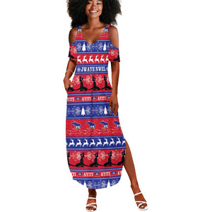 Afro Haiti Christmas Summer Maxi Dress Jwaye Nwel Ayiti Neg Marron Veve Vodou LT14