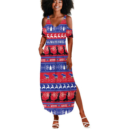 Afro Haiti Christmas Summer Maxi Dress Jwaye Nwel Ayiti Neg Marron Veve Vodou LT14