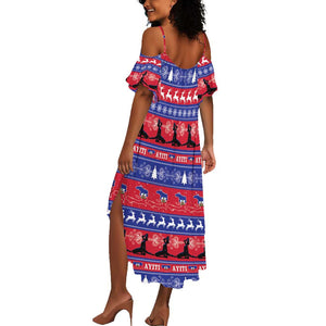 Afro Haiti Christmas Summer Maxi Dress Jwaye Nwel Ayiti Neg Marron Veve Vodou LT14