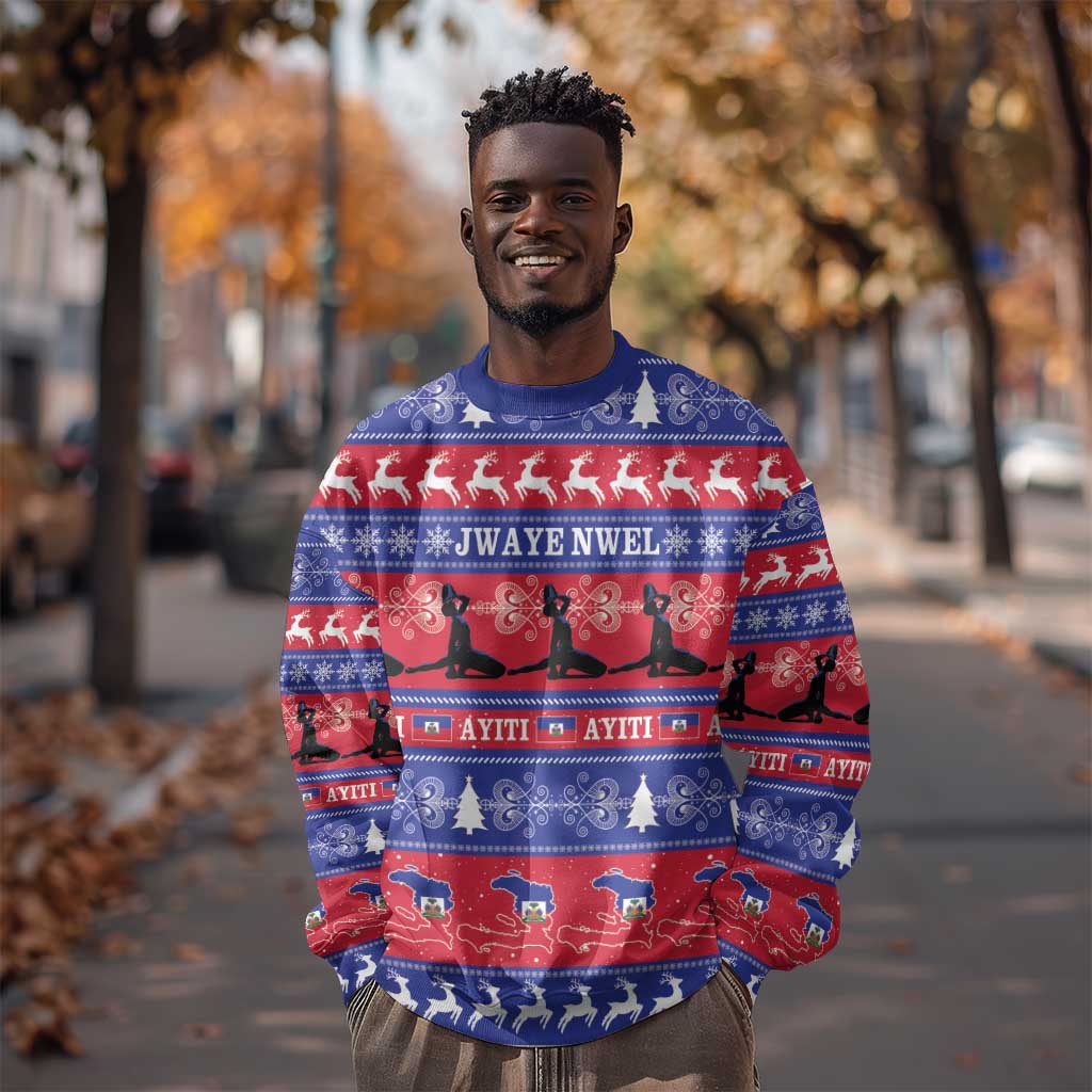 Afro Haiti Christmas Sweatshirt Jwaye Nwel Ayiti Neg Marron Veve Vodou - African Pride