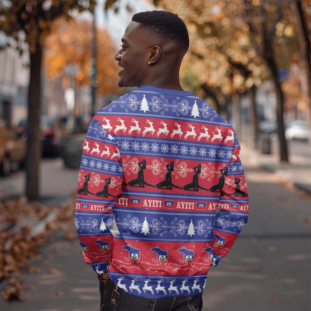 Afro Haiti Christmas Sweatshirt Jwaye Nwel Ayiti Neg Marron Veve Vodou - African Pride