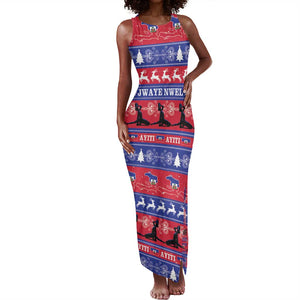 Afro Haiti Christmas Tank Maxi Dress Jwaye Nwel Ayiti Neg Marron Veve Vodou - African Pride
