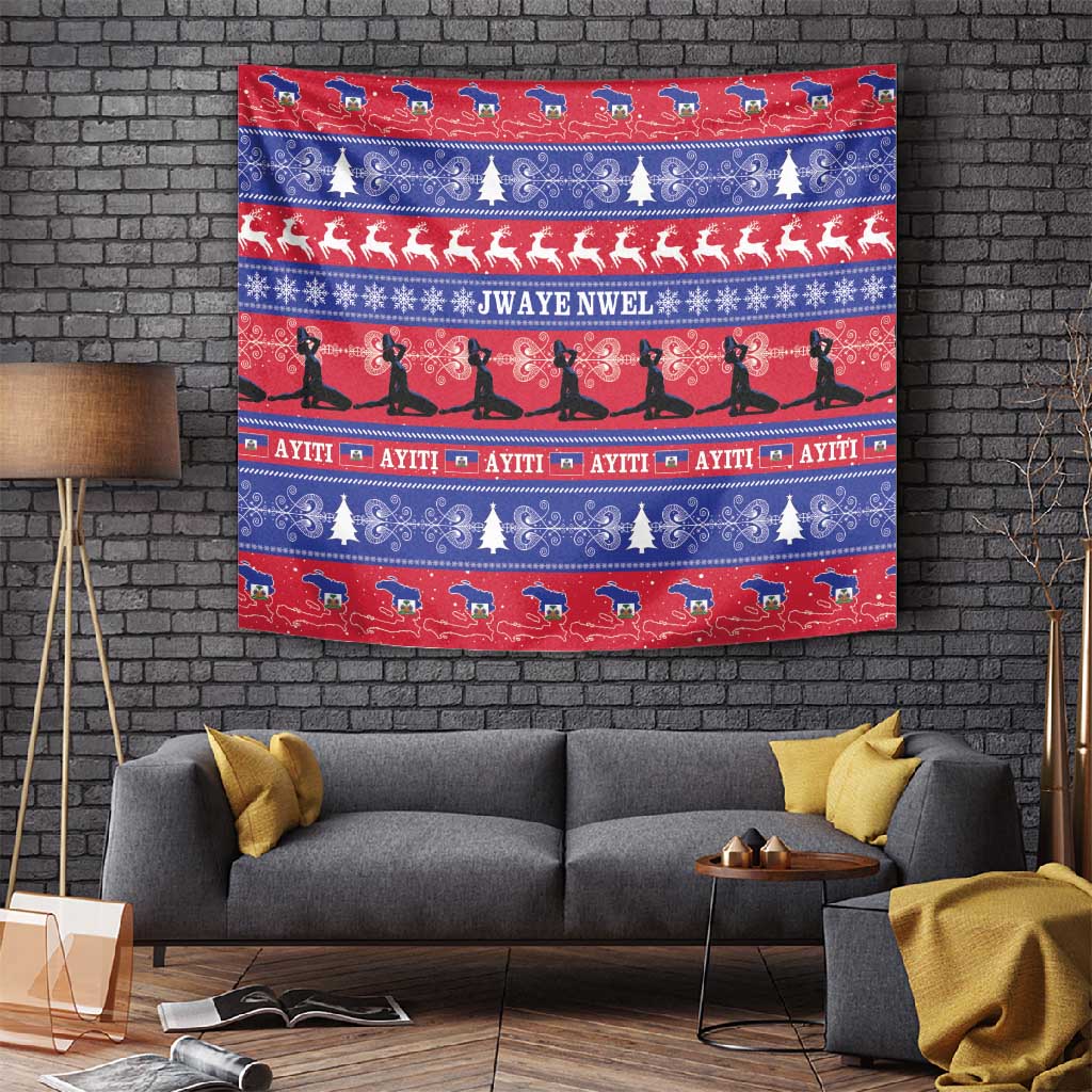 Afro Haiti Christmas Tapestry Jwaye Nwel Ayiti Neg Marron Veve Vodou - African Pride