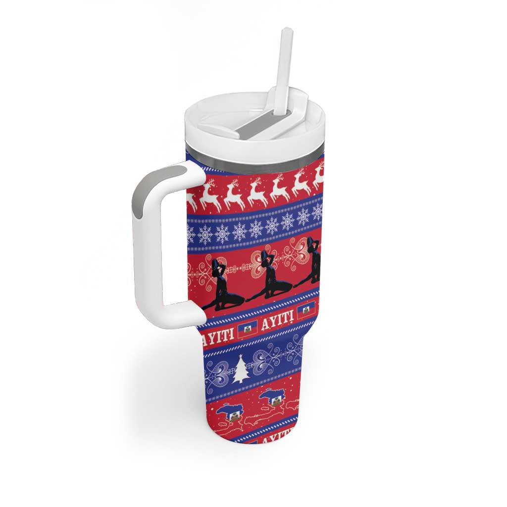 Afro Haiti Christmas Tumbler With Handle Jwaye Nwel Ayiti Neg Marron Veve Vodou - African Pride
