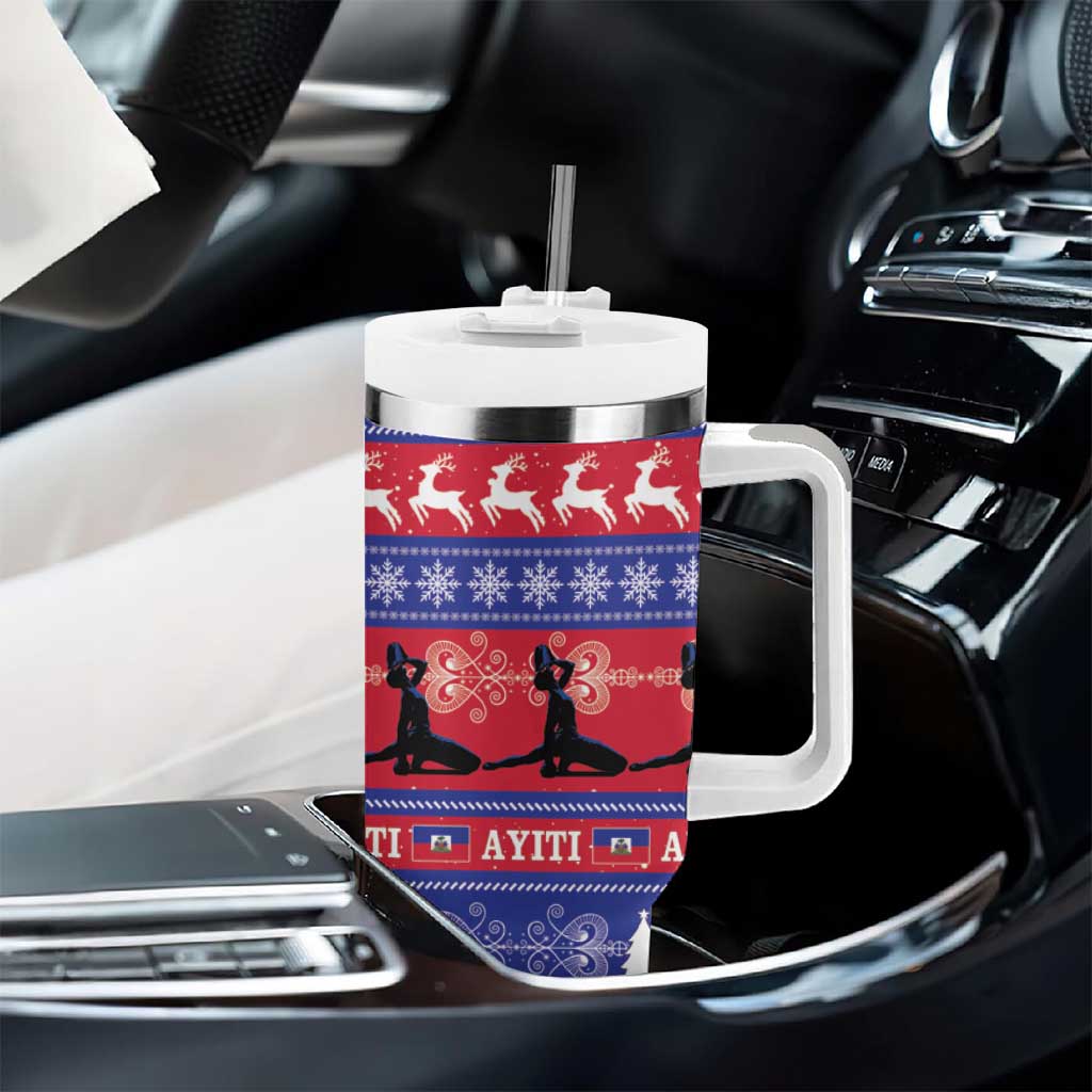 Afro Haiti Christmas Tumbler With Handle Jwaye Nwel Ayiti Neg Marron Veve Vodou - African Pride