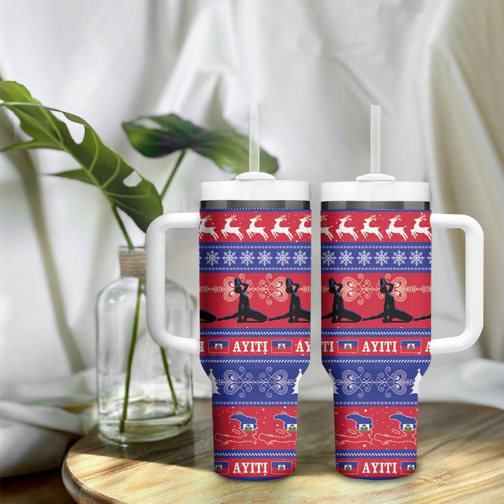 Afro Haiti Christmas Tumbler With Handle Jwaye Nwel Ayiti Neg Marron Veve Vodou - African Pride