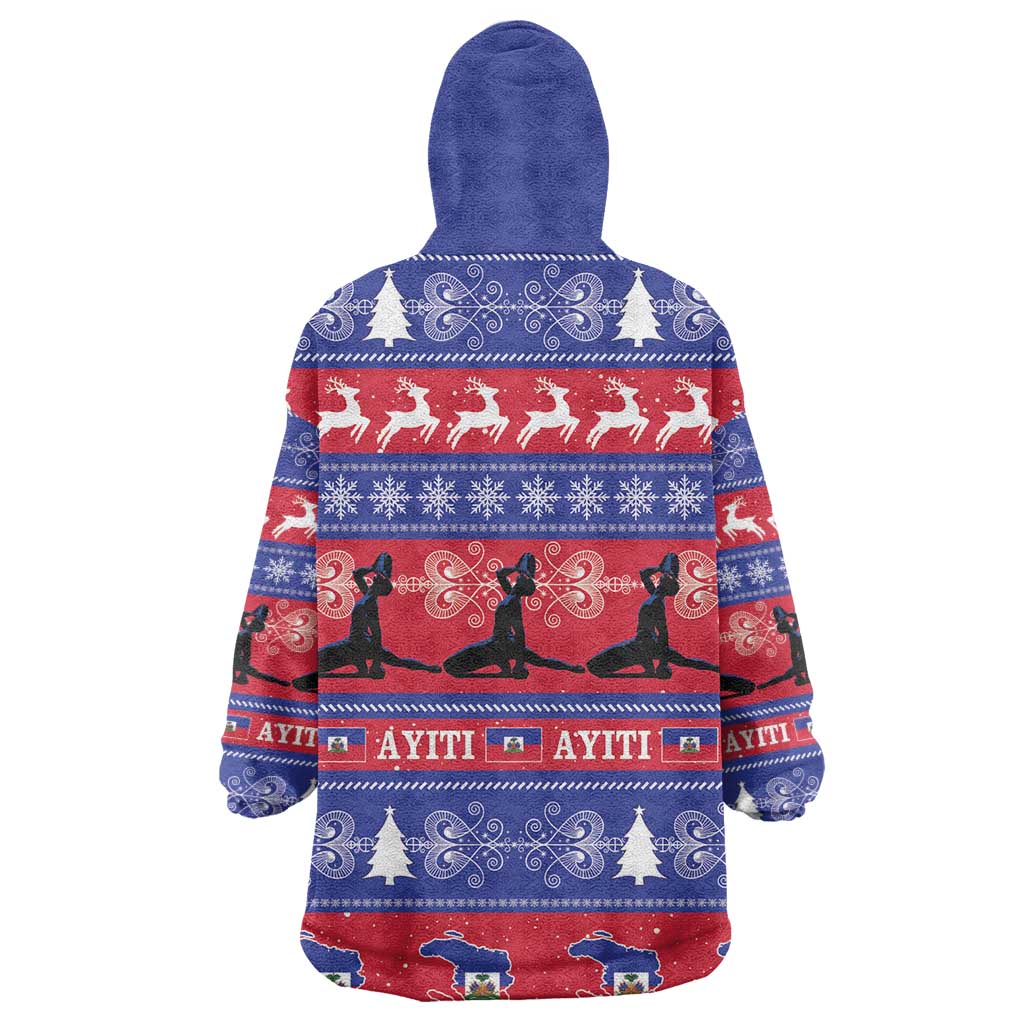 Afro Haiti Christmas Wearable Blanket Hoodie Jwaye Nwel Ayiti Neg Marron Veve Vodou - African Pride