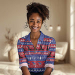 Afro Haiti Christmas Women Casual Shirt Jwaye Nwel Ayiti Neg Marron Veve Vodou - African Pride