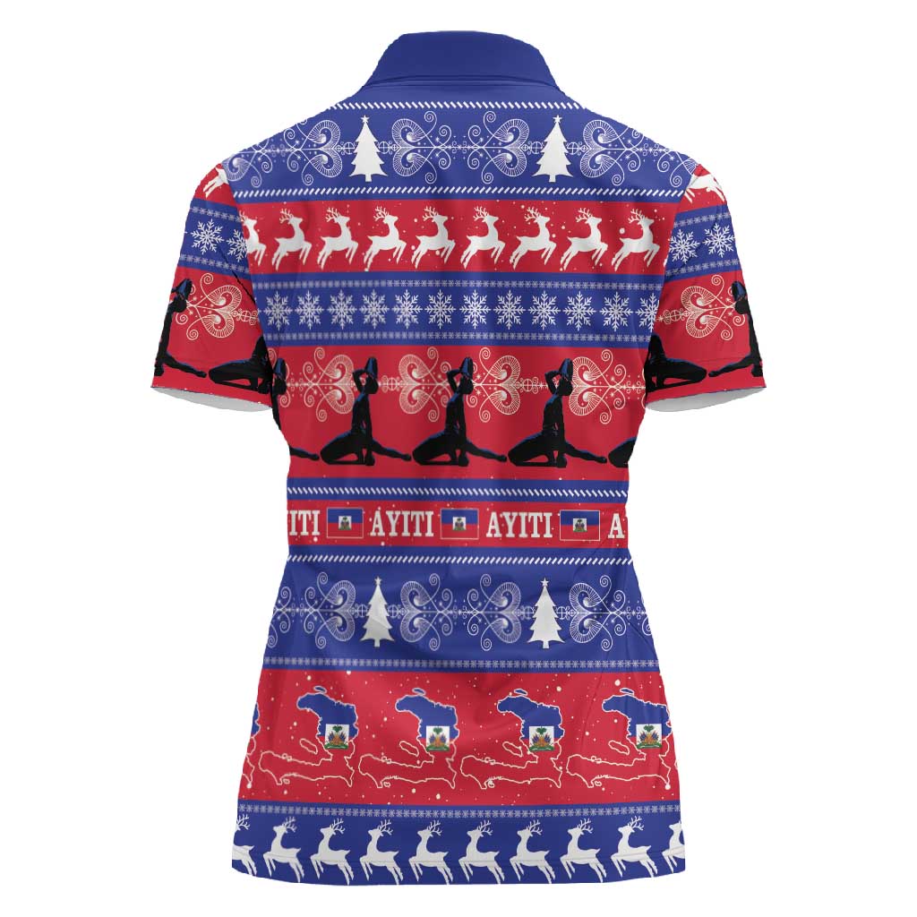 Afro Haiti Christmas Women Polo Shirt Jwaye Nwel Ayiti Neg Marron Veve Vodou LT14