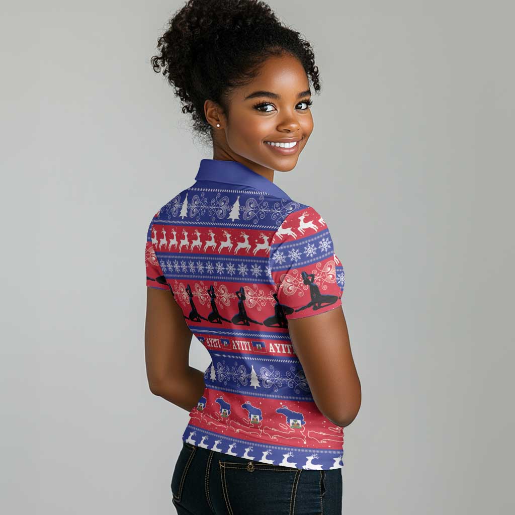 Afro Haiti Christmas Women Polo Shirt Jwaye Nwel Ayiti Neg Marron Veve Vodou LT14