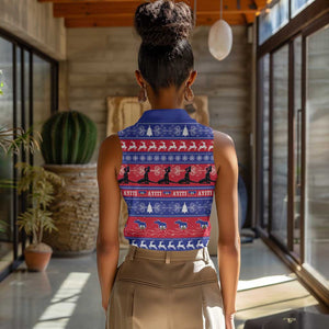 Afro Haiti Christmas Women Sleeveless Polo Shirt Jwaye Nwel Ayiti Neg Marron Veve Vodou - African Pride