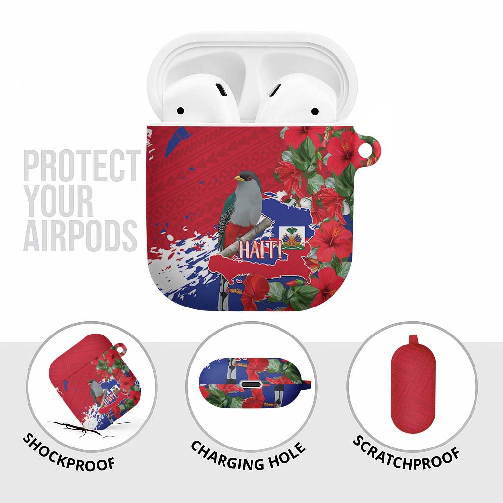 Haiti Independence Day AirPods Case 1804 Proud Ayiti Map Hispaniolan Trogon