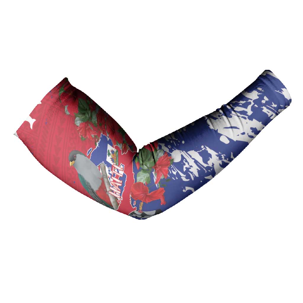 Haiti Independence Day Arm Sleeves 1804 Proud Ayiti Map Hispaniolan Trogon