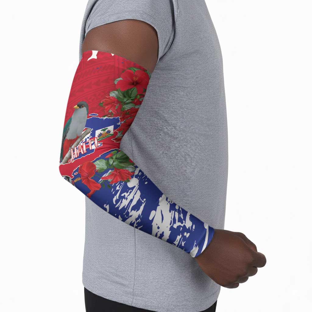 Haiti Independence Day Arm Sleeves 1804 Proud Ayiti Map Hispaniolan Trogon
