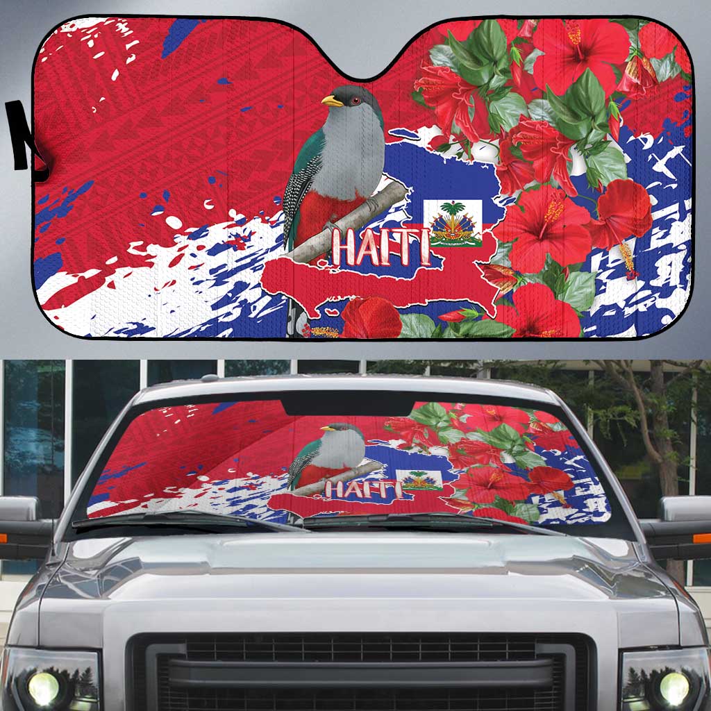 Haiti Independence Day Auto Sun Shade 1804 Proud Ayiti Map Hispaniolan Trogon
