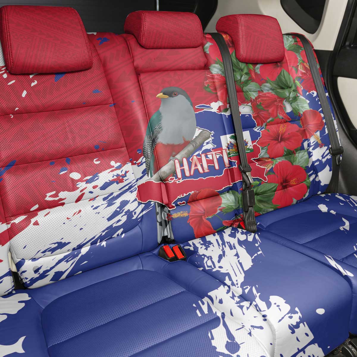 Afro Haiti Independence Day Back Car Seat Cover 1804 Proud Ayiti Map Hispaniolan Trogon - African Pride