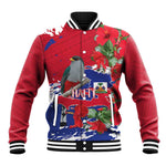 Afro Haiti Independence Day Baseball Jacket 1804 Proud Ayiti Map Hispaniolan Trogon - African Pride