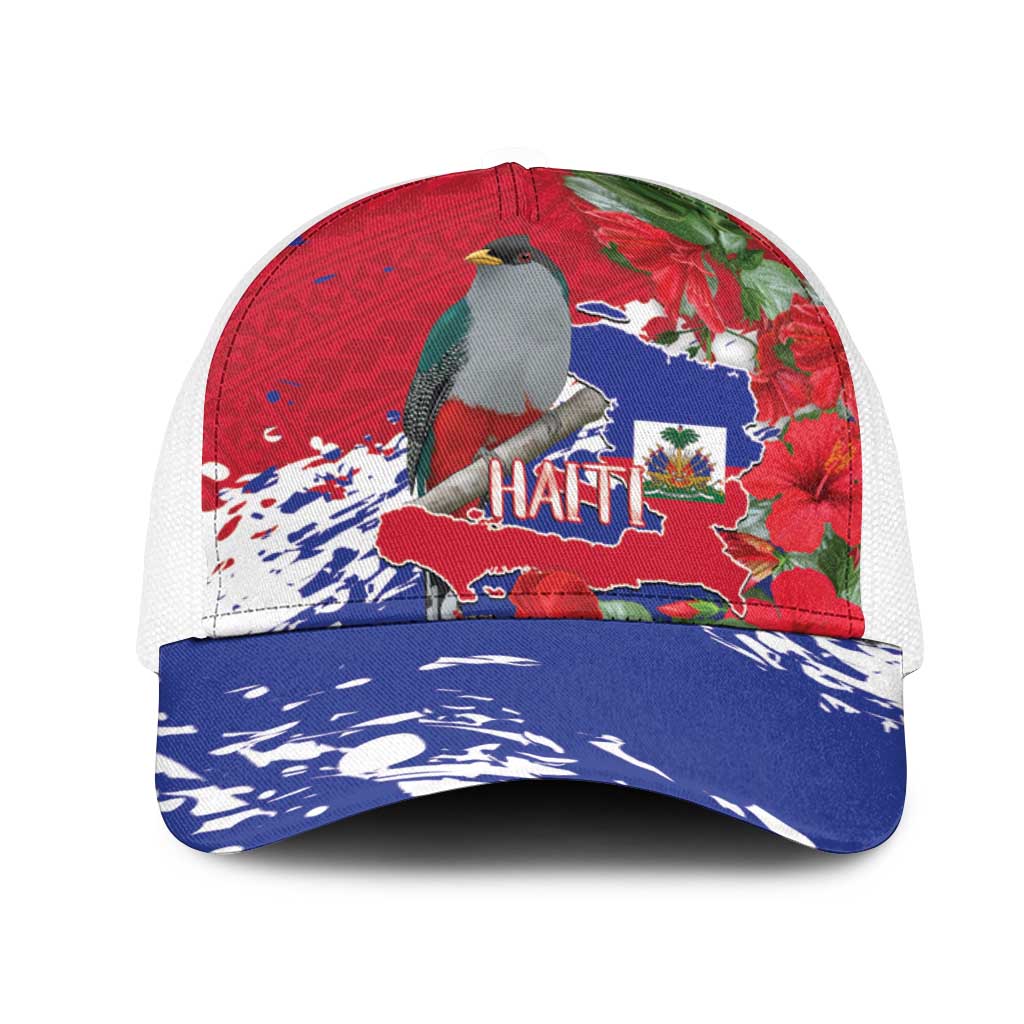 Afro Haiti Independence Day Baseball Net Cap 1804 Proud Ayiti Map Hispaniolan Trogon - African Pride