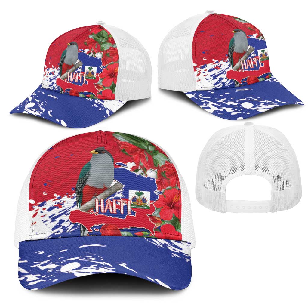 Afro Haiti Independence Day Baseball Net Cap 1804 Proud Ayiti Map Hispaniolan Trogon - African Pride