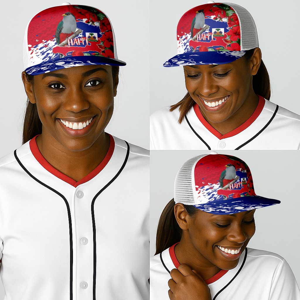 Afro Haiti Independence Day Baseball Net Cap 1804 Proud Ayiti Map Hispaniolan Trogon - African Pride