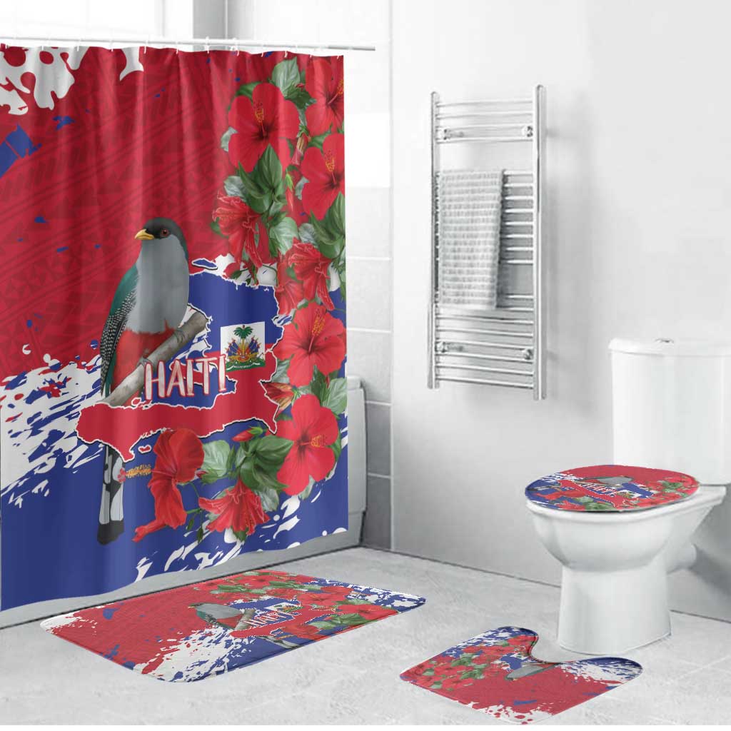 Haiti Independence Day Bathroom Set 1804 Proud Ayiti Map Hispaniolan Trogon