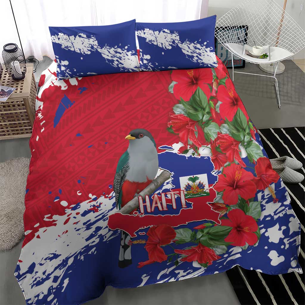 Afro Haiti Independence Day Bedding Set 1804 Proud Ayiti Map Hispaniolan Trogon - African Pride