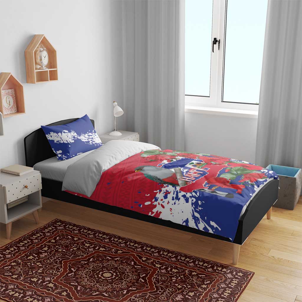 Afro Haiti Independence Day Bedding Set 1804 Proud Ayiti Map Hispaniolan Trogon - African Pride