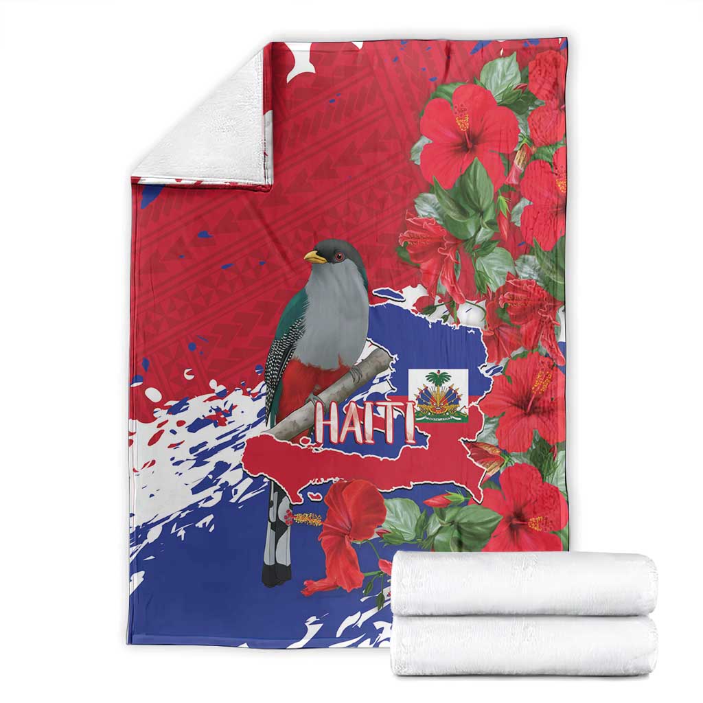 Afro Haiti Independence Day Blanket 1804 Proud Ayiti Map Hispaniolan Trogon - African Pride