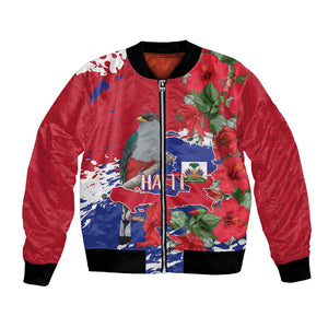 Afro Haiti Independence Day Bomber Jacket 1804 Proud Ayiti Map Hispaniolan Trogon - African Pride
