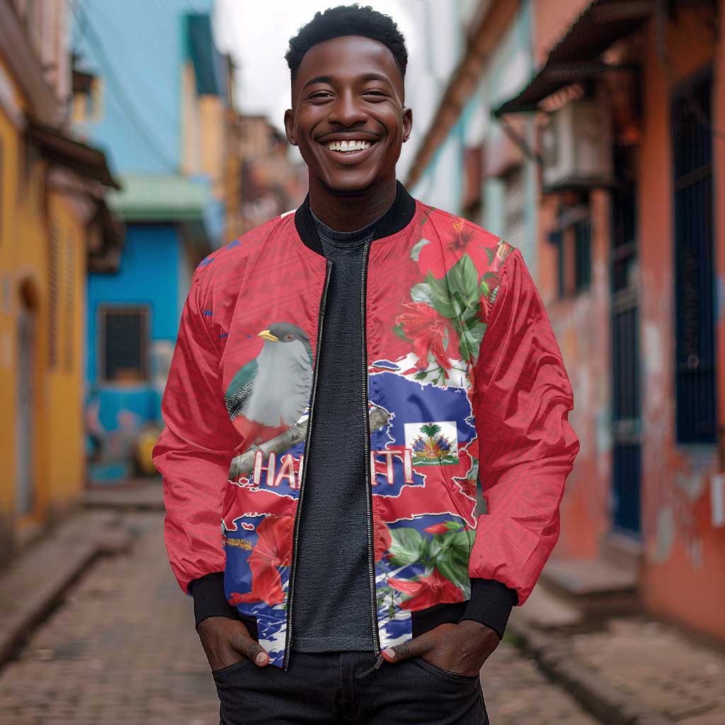 Afro Haiti Independence Day Bomber Jacket 1804 Proud Ayiti Map Hispaniolan Trogon - African Pride