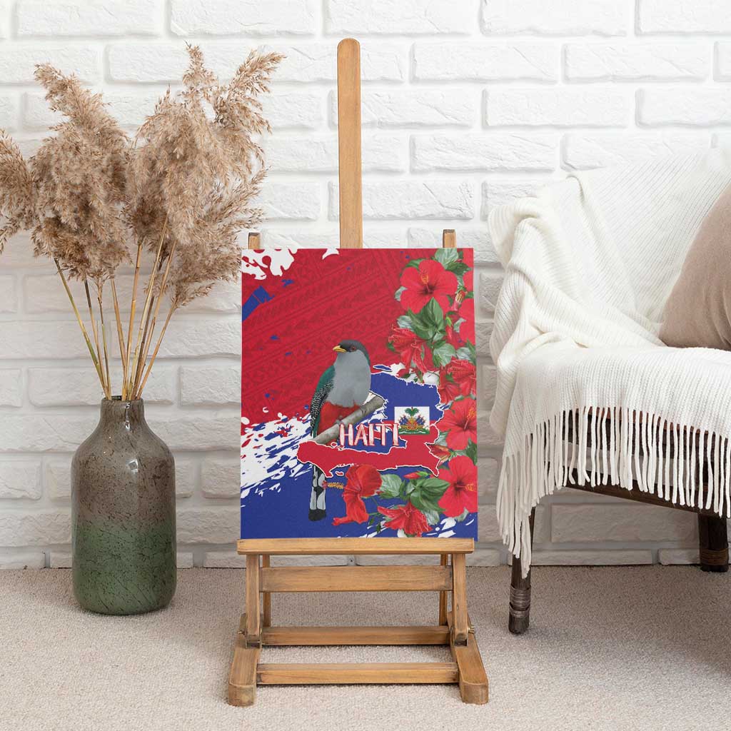 Afro Haiti Independence Day Canvas Wall Art 1804 Proud Ayiti Map Hispaniolan Trogon - African Pride