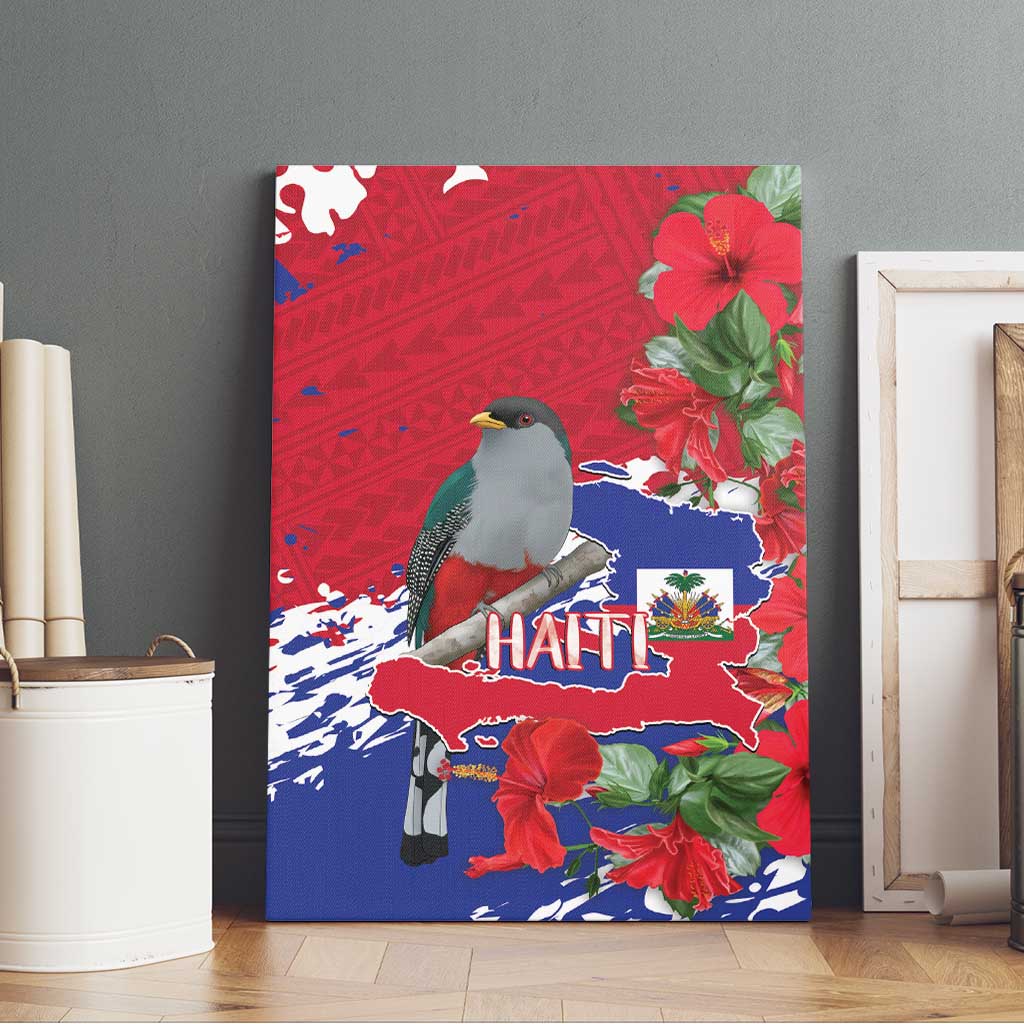 Afro Haiti Independence Day Canvas Wall Art 1804 Proud Ayiti Map Hispaniolan Trogon - African Pride