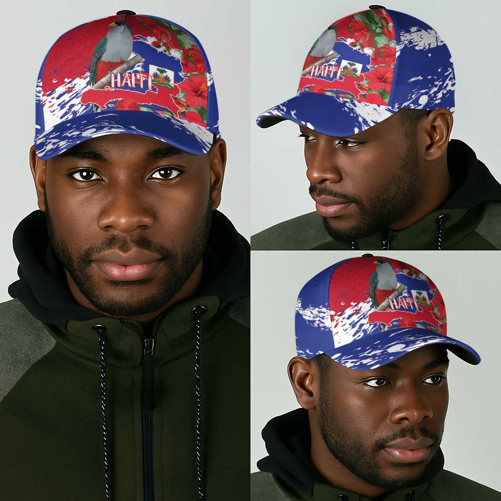 Afro Haiti Independence Day Classic Cap 1804 Proud Ayiti Map Hispaniolan Trogon - African Pride