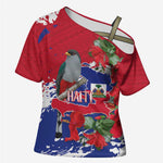 Haiti Independence Day Cross Shoulder Shirt 1804 Proud Ayiti Map Hispaniolan Trogon