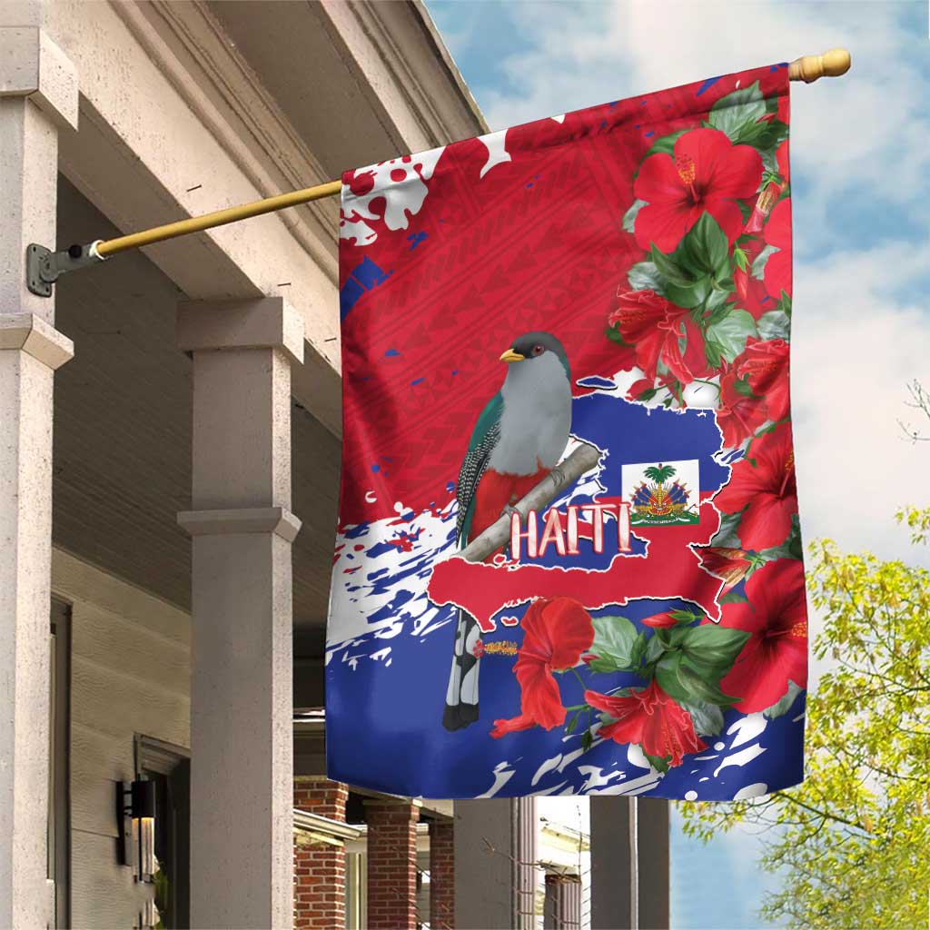 Afro Haiti Independence Day Garden Flag 1804 Proud Ayiti Map Hispaniolan Trogon - African Pride