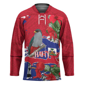 Haiti Independence Day Hockey Jersey 1804 Proud Ayiti Map Hispaniolan Trogon