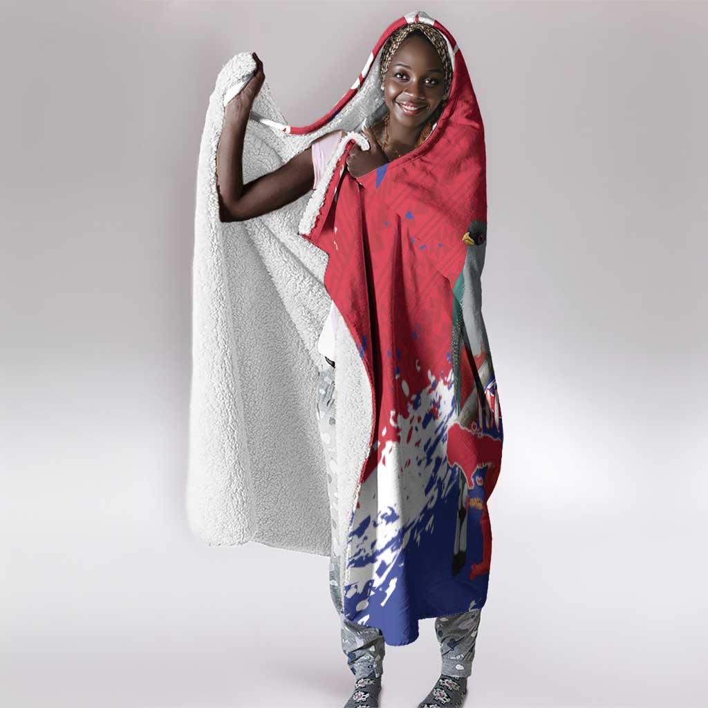 Afro Haiti Independence Day Hooded Blanket 1804 Proud Ayiti Map Hispaniolan Trogon - African Pride